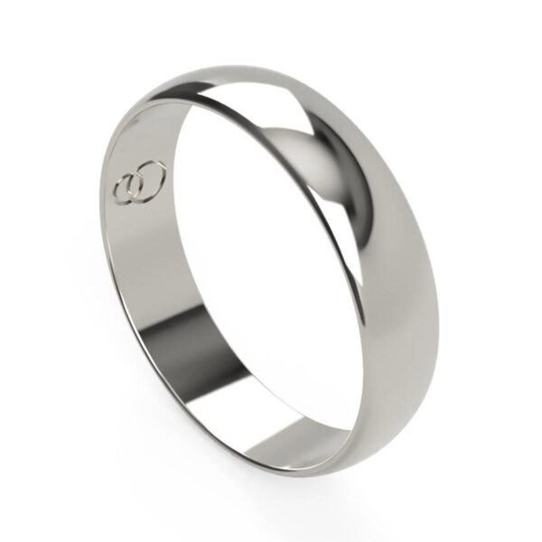 Uniti D-Shaped Platinum white gold silver Wedding Ring for him