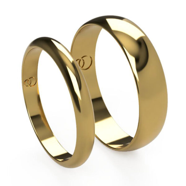 Uniti D-shaped Yellow Gold Wedding Ring His and Hers