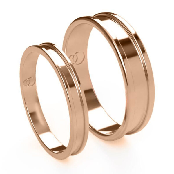 Uniti Rivulet Red Gold Wedding Ring His and Hers
